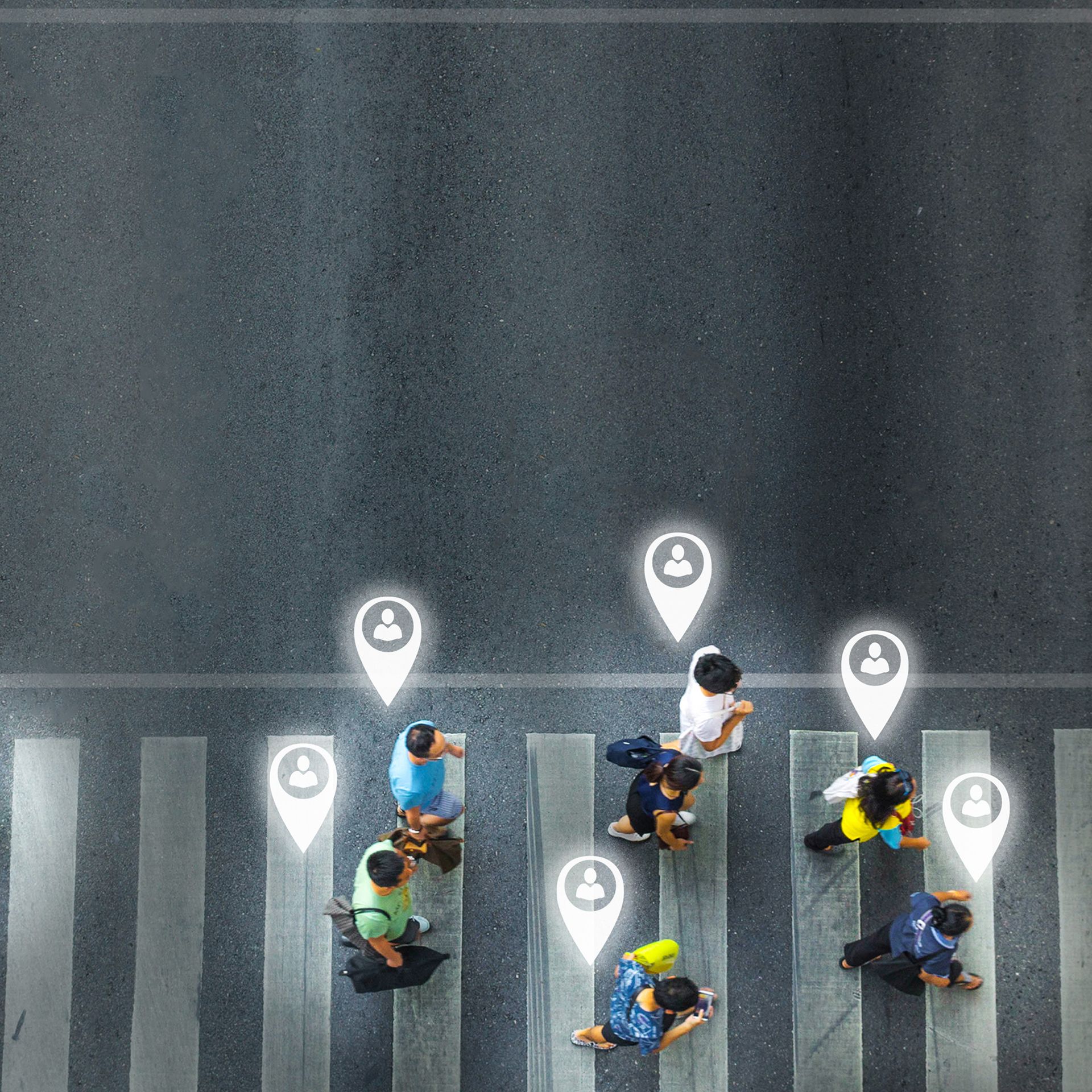 People Following Digital Crosswalk Instructions