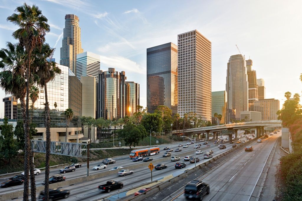 Traffic in downtown Los Angeles