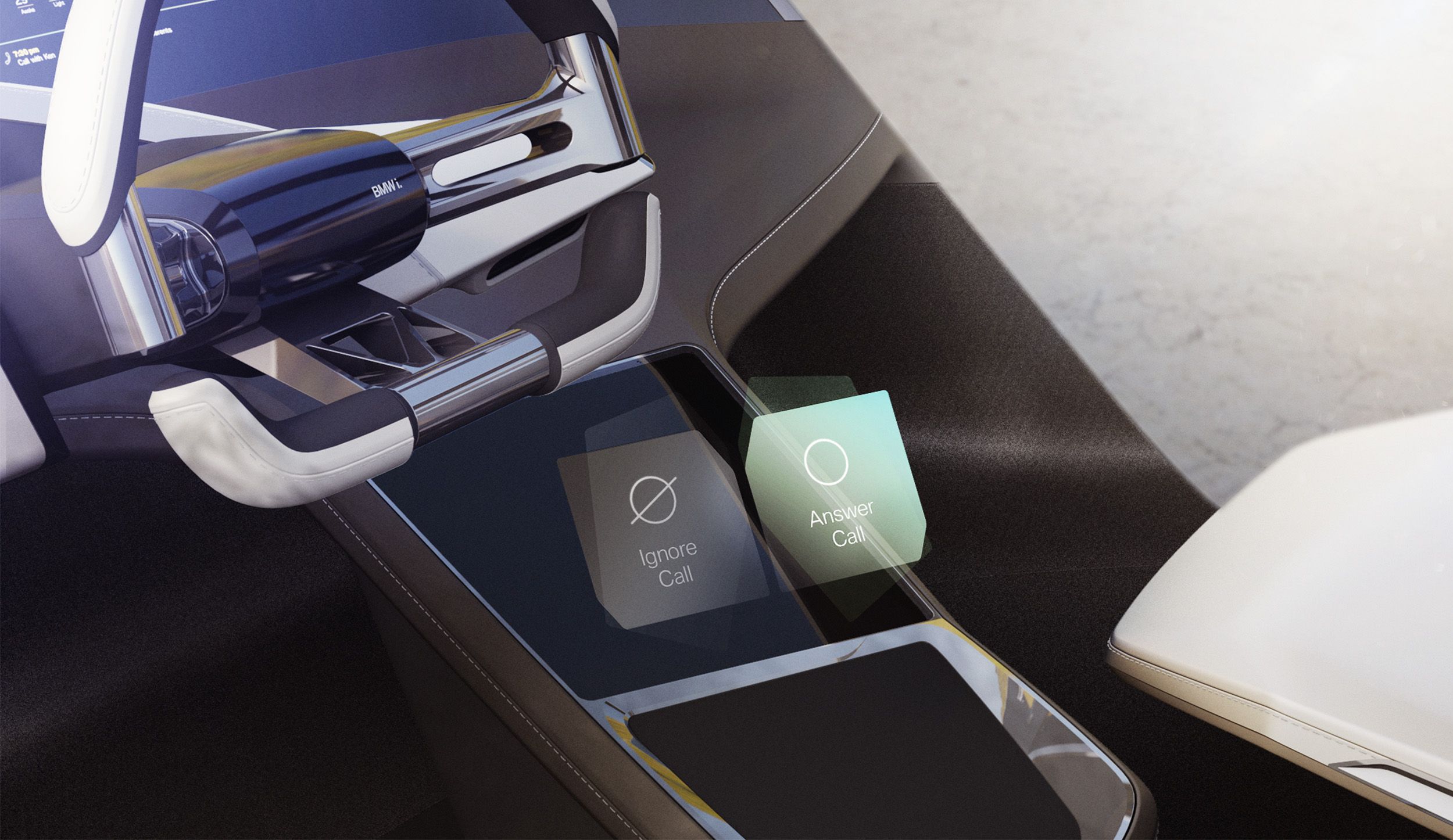 Close up rendering of holographic touch interface.