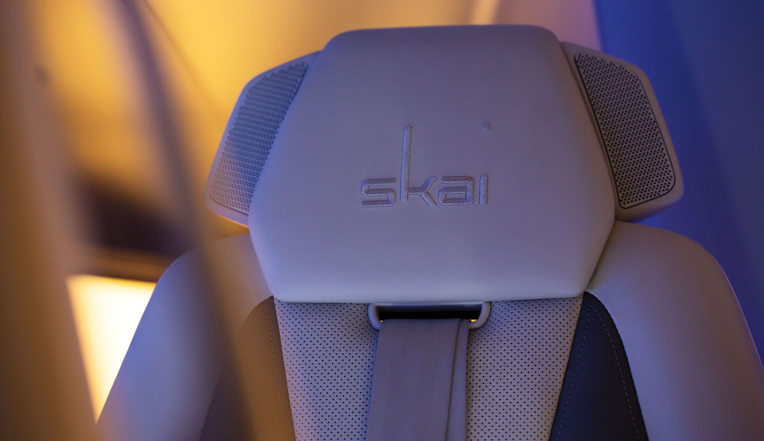 Close up of Skai seating headrest.