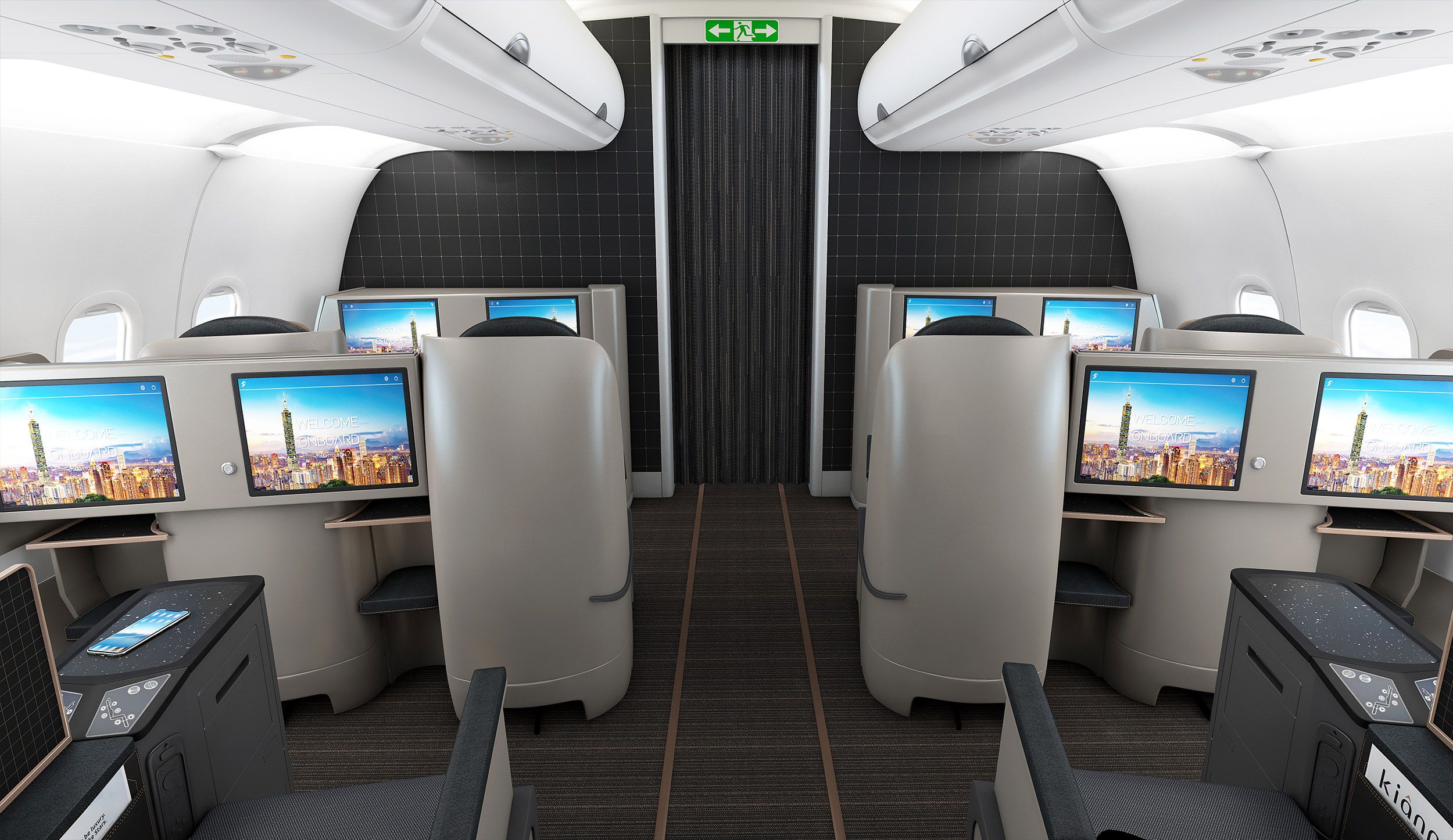 Rendering of Starlux business class cabin.