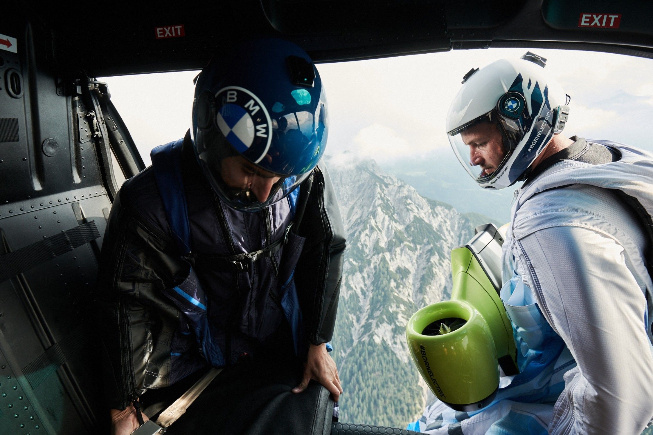 Preparing to jump with the BMW Wingsuit