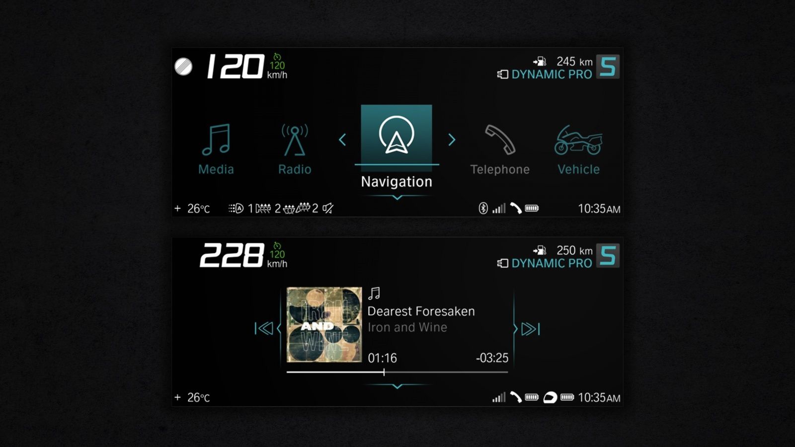 Main Menu and Music Player Screens